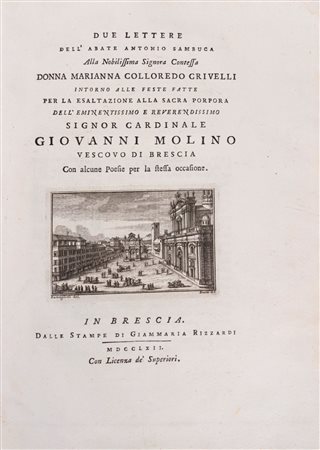 Antonio Sambuca - Due lettere [...] alla nobilissima signora contessa donna Marianna Colloredo Crivelli intorno alle feste fatte per la esaltazio (…)