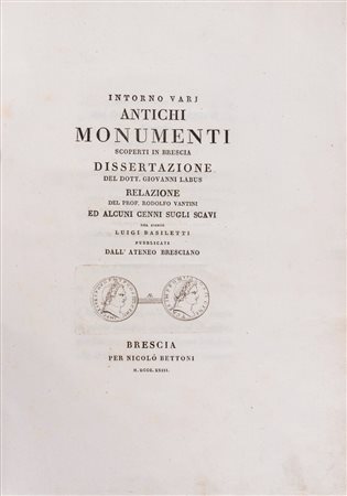 Giovanni Labus - Intorno varj antichi monumenti scoperti in Brescia, 1823 (…)
