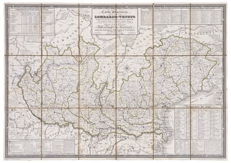 Carta itineraria del Regno Lombardo-Veneto indicante tutte le stazioni postali e militari, 1832 (…)