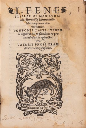 Lucius Fenestella - L. Fenestellae De magistratibus sacerdotisque Romanorum libellus., 1539 (…)