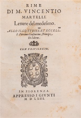 Vincenzo Martelli - Rime - Lettere, 1563 (…)