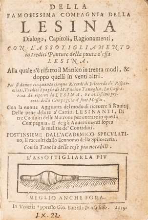 Tommaso Buoni - Della famosissima compagnia della Lesina dialogo, capitoli, ragionamenti, con l'assotigliamento in tredici punture della punta d' (…)