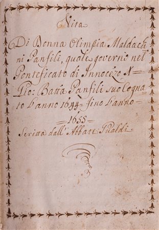 La biografia "scandalosa" di Donna Olimpia Maldalchini, cognata di papa Innocenzo X, che godé di enorme potere durante il suo pontificato, scritta da un "libertino" italiano del Seicento. 