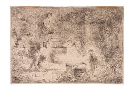 Castiglione  Giovanni Benedetto - Tobia fa seppellire un cadavere, 1641 (…)