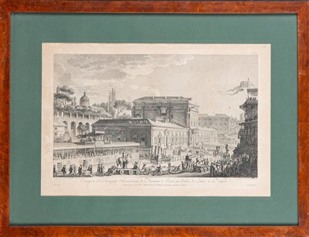 Transport des Antiquités d'Herculanum du Museum de Portci au Palais des Etudes a Naples, 1740 (…)