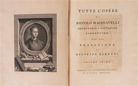 Niccolò Machiavelli - Tutte l'Opere...con una prefazione di Giuseppe Baretti, 1772 (…)