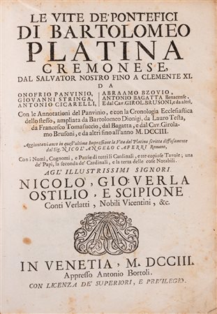 il Platina - Le Vite de' Pontefici, 1703 (…)