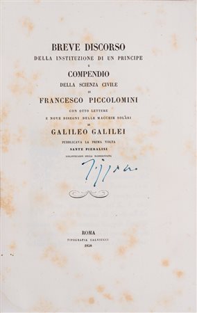 Galileo Galilei - Sante Pieralisi - Breve Discorso della Instituzione di un Principe e Compendio della Scienza civile di Francesco Piccolomini. C (…)