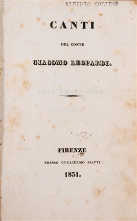 Una delle più importanti edizioni originali dei Canti di Leopardi