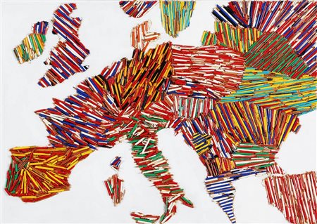 PAOLA PEZZI 1963 " L'Europa di matite spezzettate ", 2009 Matite applicate su...