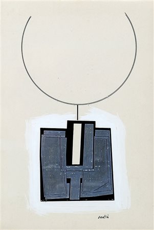 GUALTIERO NATIVI 1921 - 1999 " Progetto per il gioiello ", 1973 Tempera su...