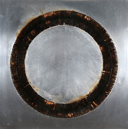 BERNARD AUBERTIN 1934 " Dessin de feu circulaire ", 1974 Fiammiferi bruciati...