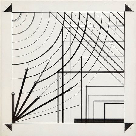 RICCARDO DALISI 1931 " Geometri generativa ", 1969 China su cartoncino, cm....