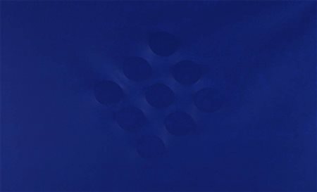 TURI SIMETI 1929 " 9 ovali blu ", 2010 Acrilico su tela sagomata, cm. 75 x...