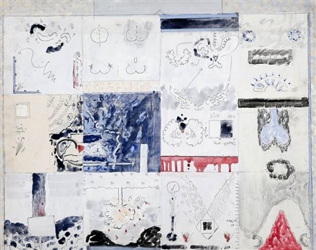 MARIO RACITI 1934 " Divertimento - tests ", 1966 Olio su tela, cm. 65 x 81...