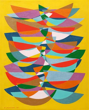NINO DI SALVATORE 1924 - 2001 " Struttura concentrica, Veliero ", 1951 Olio...