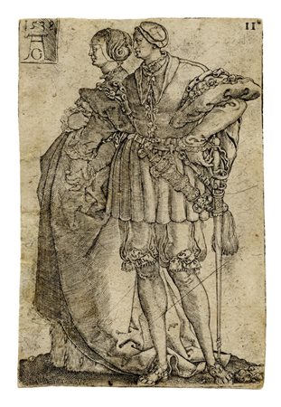 Heinrich Aldegrever, Coppia di danzatori / Due tedofori. 1538. Bulino. mm...