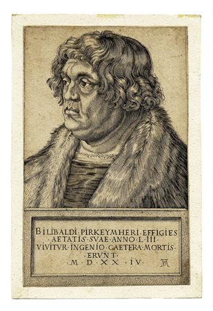Albrecht Dürer [da], Willibald Pirckheimer. 1610 ca. Bulino. mm 179x115....