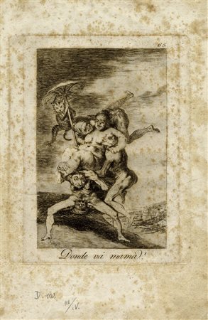Francisco Goya y Lucientes, Donde va mamà? 1799 [I edizione]. Acquaforte,...