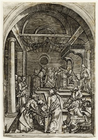 Marcantonio Raimondi, Gesù dodicenne disputa nel tempio coi dottori....