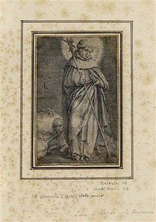 Lucas Van Leyden, San Domenico. 1514 ca. Bulino. mm 110x71. Foglio: mm...