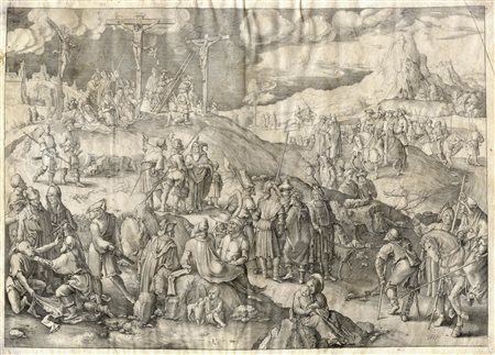 Lucas Van Leyden [da], Il Calvario. 1600 ca. Bulino su pergamena. mm 285x398....