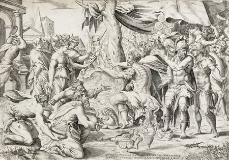 Enea Vico [attribuito a], La continenza di Scipione che rifiuta le chiavi di...