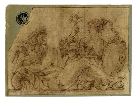 Anonimo della seconda metà del XVI secolo, Divinità fluviale con...