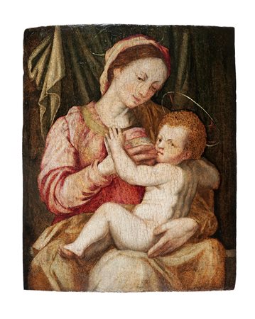 Anonimo della seconda metà del XVI secolo, Madonna che allatta il Bambino....