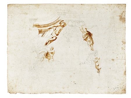 Scuola toscana della seconda metà del XVII secolo, Progetto per sfondato con...