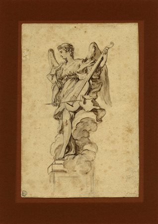 Scuola francese del XVIII secolo, Studio per scultura con angelo musicante e...