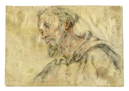 Fabrizio Boschi, Studio per la testa di San Francesco. 1597-1599. Matita nera...