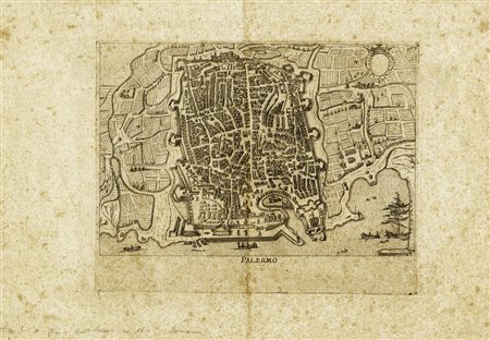 Giacomo Lauro, Palermo. Roma: 1639-1642. Incisione in rame. mm 188x240....