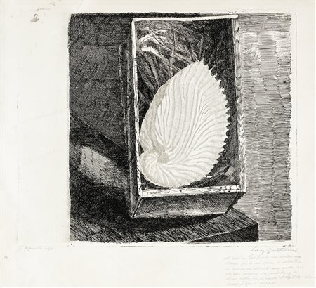 Luigi Bartolini, La fragile conchiglia. 1936-39. Acquaforte. mm 210x248....