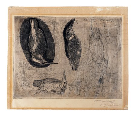 Luigi Bartolini, Storia del Martin Pescatore. 1935. Acquaforte su velina...