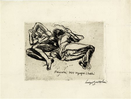 Luigi Bartolini, Le marocchine. 1944. Acquaforte. mm 175x244. Foglio: mm...