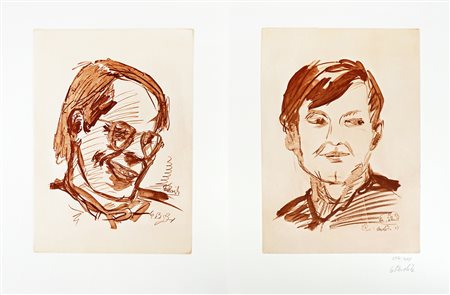 George Baselitz, Doppelporträt Heiner Friedrich und Franz Dahlem. 1971....