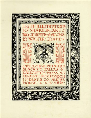 Walter Crane, Eight illustrations to Shakespeare's Two Gentlemen Of Verona by...