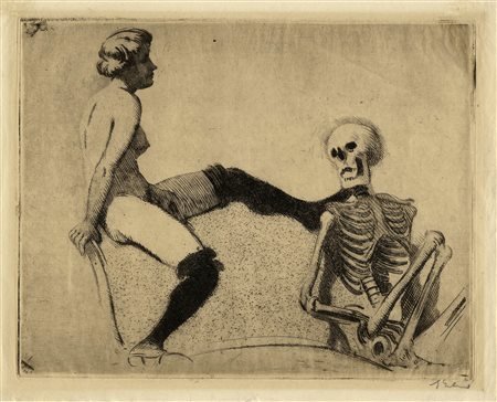 Georg Erler, Vanitas. Dalla serie Tod und Mädchen. Acquaforte e acquatinta....
