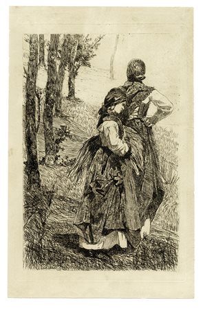 Giovanni Fattori, Le gabbrigiane. Acquaforte su rame. mm 3605x205. Foglio: mm...