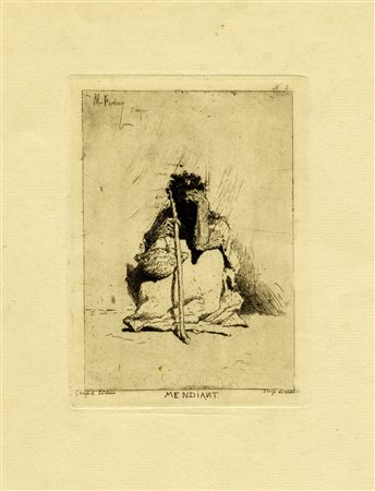 Mariano Fortuny y Marsal, Mendiant. 1873. Acquaforte su carta vergellata con...