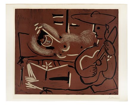 Pablo Picasso, Femme couchée et guitariste (Donna sdraiata e chitarrista)....