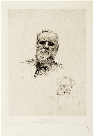 Auguste Rodin, Victor Hugo. 1889. Puntasecca. mm 219x145. Foglio: mm 276x184....