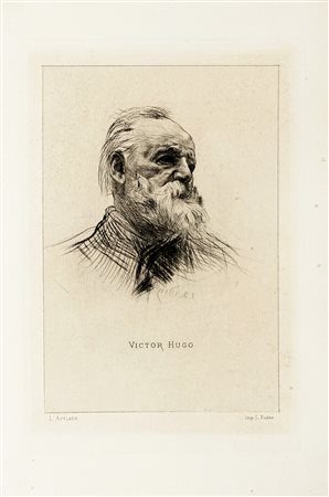 Auguste Rodin, Victor Hugo, de trois quarts. 1889. Puntasecca. mm 222x145....
