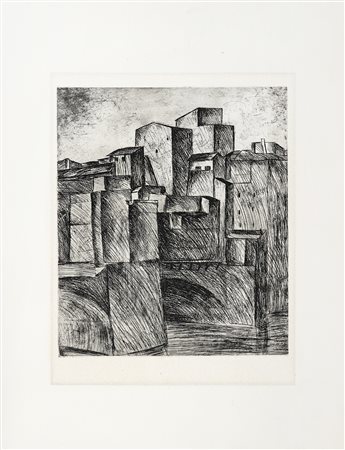 Ottone Rosai, Ponte Vecchio. 1912. Acquaforte.