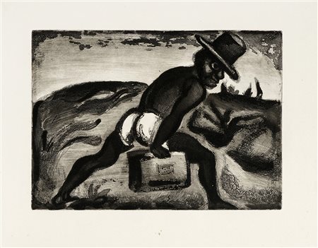 Georges Rouault, Le noir libéré. 1928. Acquatinta su carta filigranata. mm...