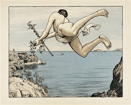 Hans Thoma, Lotto composto di 4 incisioni. 1897-1913. 1) Mercurio. 1897....