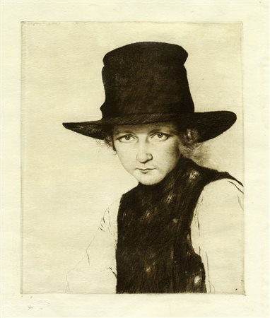 Joseph Uhl, Lotto composto di 2 incisioni. 1911 ca. 1) Ragazza con cappello....