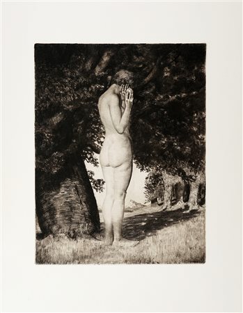 Joseph Uhl, Eva am Baum der Erkennis (Eva all'albero della conoscenza). 1918....