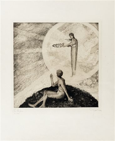 Joseph Uhl, Per Aspera. 1921. Acquaforte, acquatinta e puntasecca. mm...